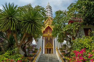 Fototapeta premium Traditional Thai temple in the beautiful garden in Bangkok Thailand