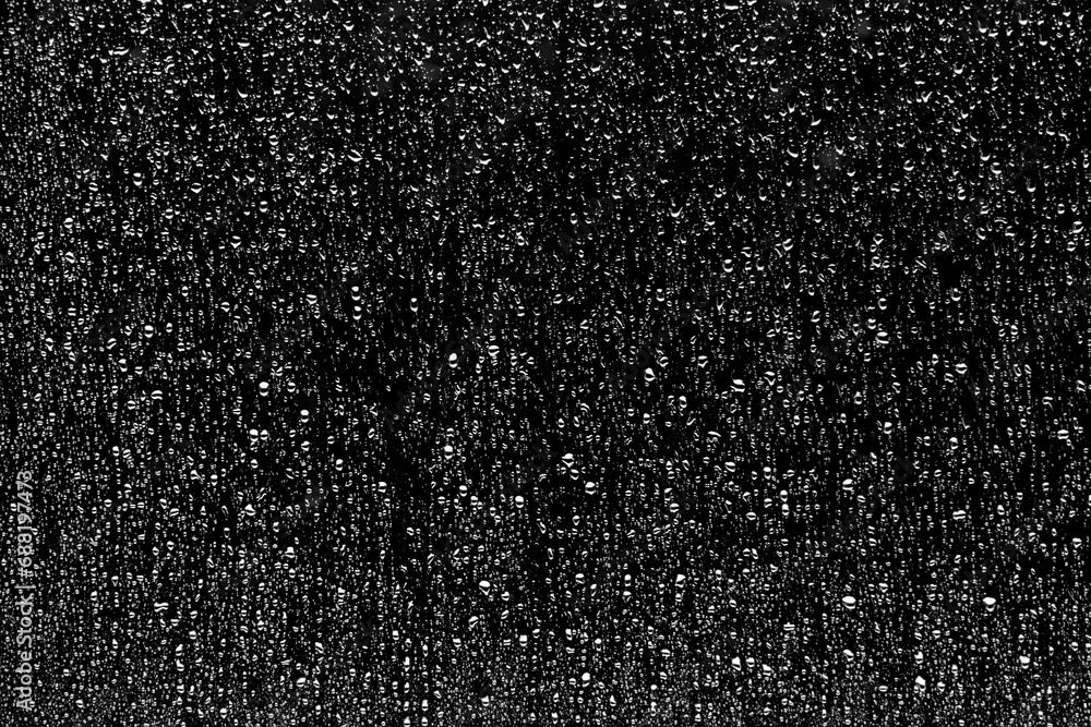 Aufkleber texture of rain drops on a window on black background for surface imperfections in computer graphics