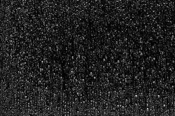 Texture of rain drops on a window on black background for surface imperfections in computer graphics materials