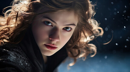 Fototapeta premium Close-up of skater's focused expression during challenging element