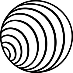 Striped shape of a sphere in the form of circles. Decoration design element. 
