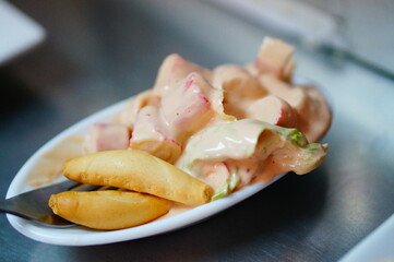 salad tapas in spanish pub