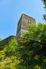 Beautiful view of the La Rocca castle tower near Solferino. Lombardy, Italy. Where the famous...