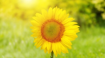 Obraz premium Beautiful fresh yellow Sunflower on background