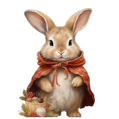 Obraz premium cute bunny rabbit clipart, winter rabbit transparent pngs printable watercolor, cute rabbit digital download