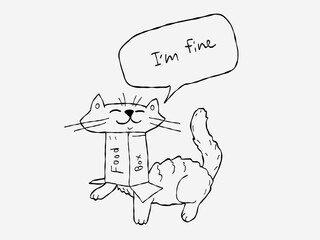 Cat and the box cartoon