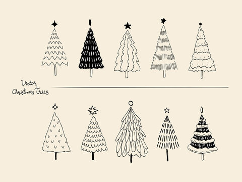 Drawing Christmas tree element vector image