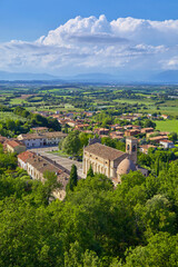 Beautiful panorama of the landscape around Solferino and Lake Garda from the La Rocca castle tower. Lombardy, Italy. Where the famous battle of Solferino took place in 1859.