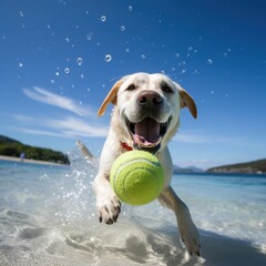 Sunny Beach Frolics: A Labrador's Fetch in Crystal Waters