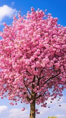 Cherry Blossom Tree Against Blue Sky