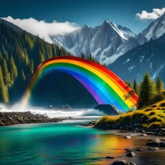 rainbow over the mountains generated AI tool
