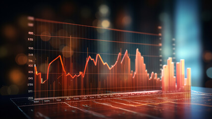 financial market forex graph on blurred abstract digital trading background - obrazy, fototapety, plakaty