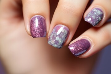 glitter nail manicure