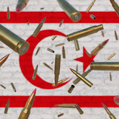 Falling Bullets in front of Northern Cyprus flag