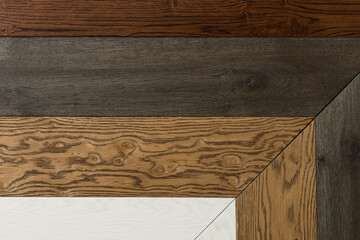 Texture of natural oak parquet close-up. Wooden boards for polished laminate. Hardwood sample background