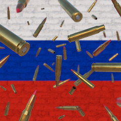 Falling Bullets in front of Russia flag