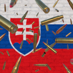 Falling Bullets in front of Slovakia flag