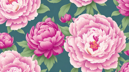 Peony vector pattern seamless design - Generative AI