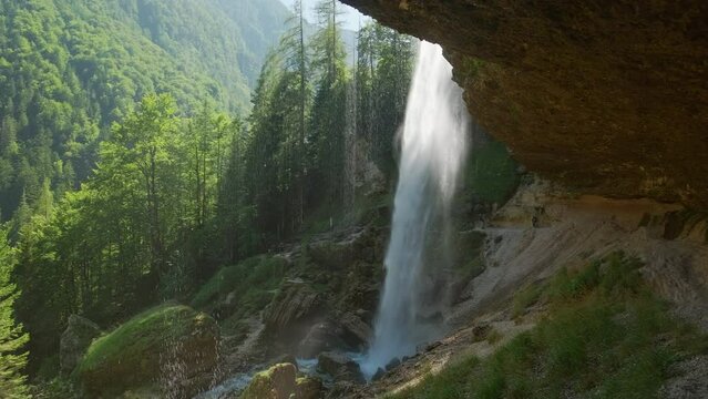 Beautiful view of the Pericnik waterfall in Triglav National Park, Slovenia