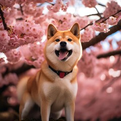 Blossoming Serenity: Shiba Inu Among Cherry Blossoms