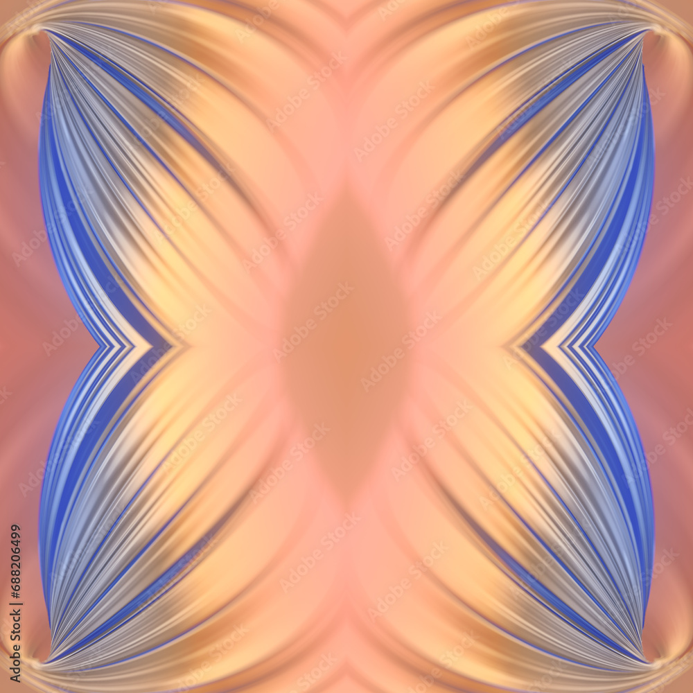 Poster Abstract symmetrical composition with an emphasis on the interplay of colors and shapes. 3d rendering illustration