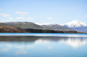 Fototapeta na wymiar lake in mountains, Lake McDonald, Glacier National Park Montana