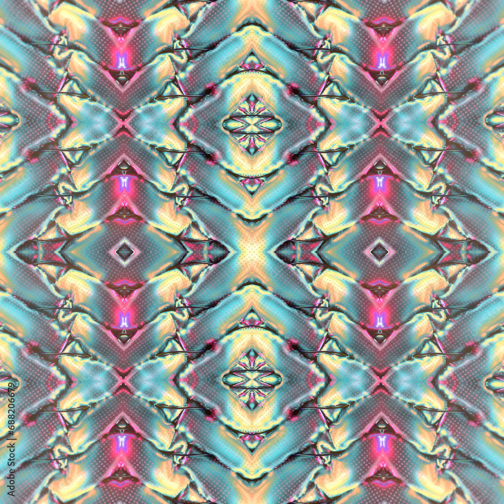 Poster a bright, neon-colored pattern of metallized cylinders. modern concept background. 3d rendering digi