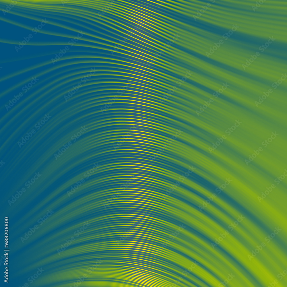 Aufkleber a bright and dynamic wavy digital illustration in a blue-green color scheme. 3d rendering