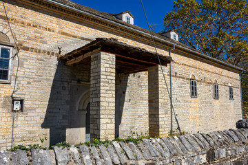Fototapeta na wymiar Traditional architecture in a during fall season in the picturesque village of papigo in Epirus zagori greece