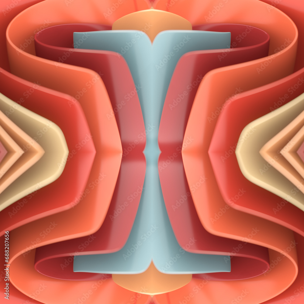 Poster Colorful abstract pattern using a combination of red, blue and yellow colors. 3d rendering digital illustration