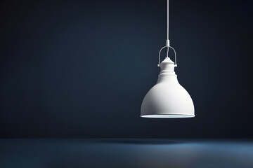 Obraz premium white lamp on a minimalist dark blue background, cool lighting