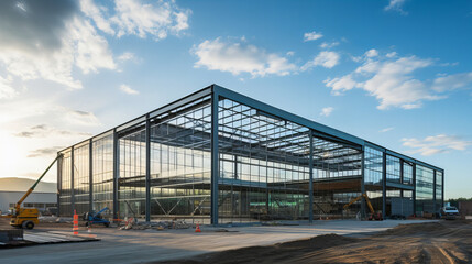 Modern Architecture - Steel Frame Structure and Lift Equipment - obrazy, fototapety, plakaty