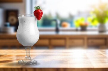 Vanilla tasty sweet cocktail with cream in glass