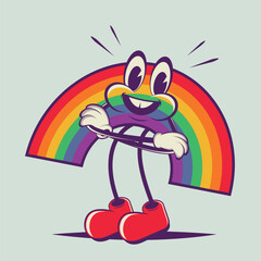 retro cartoon illustration of a funny rainbow