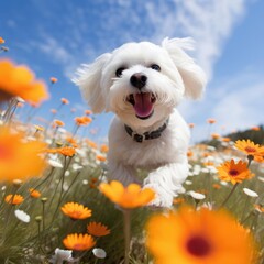 Maltese Frolic in a Daisy Field: A High-Definition Portrait