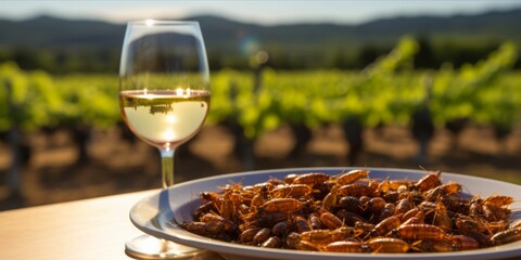 Culinary Innovation: Luxurious Outdoor Dining in a Provencal Vineyard with Fried Mealworm as a Steak Alternative