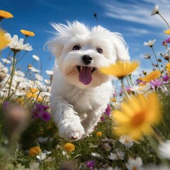 Maltese Frolic in a Daisy Field: A High-Definition Portrait