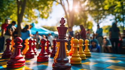 Vibrant urban park chess