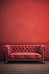 A Red Velvet Sofa in a Luxury and Elegant Living Room