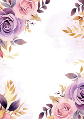 Pink white and purple violet modern background invitation template with floral and flower