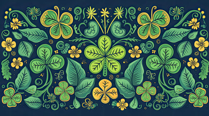 St. Patricks elegance, Green clover pattern a stylish stock photo capturing the essence of the holiday with a sophisticated and festive touch.