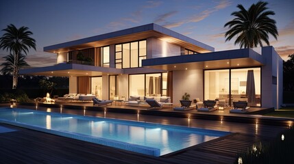 luxury mansion, house, cottage in a modern minimalist style.