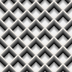 Seamless monochrome pattern with 3D optical illusion effect in retro style. For textiles, web design, banner, wrapping paper, business cards, background, wallpaper, cards. Vector illustration.