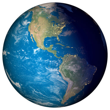 Planet Earth with clouds. view of the South American and USA continent - Elements of this image furnished by NASA, png isolated background