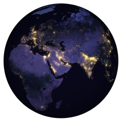 Planet Earth with clouds. Europe, Asia and Africa, Night view of the Earth - Elements of this image furnished by NASA, png isolated background