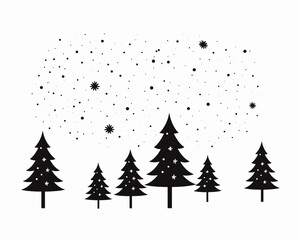 Minimalist Christmas postcard - trees with snow