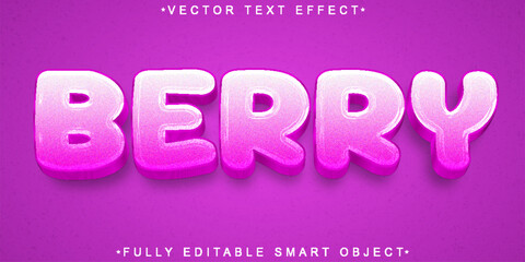 Cartoon Purple Berry Vector Fully Editable Smart Object Text Effect