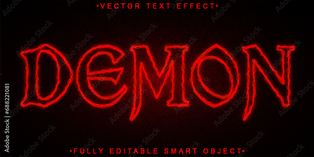 Poster red horror demon vector fully editable smart object text effect