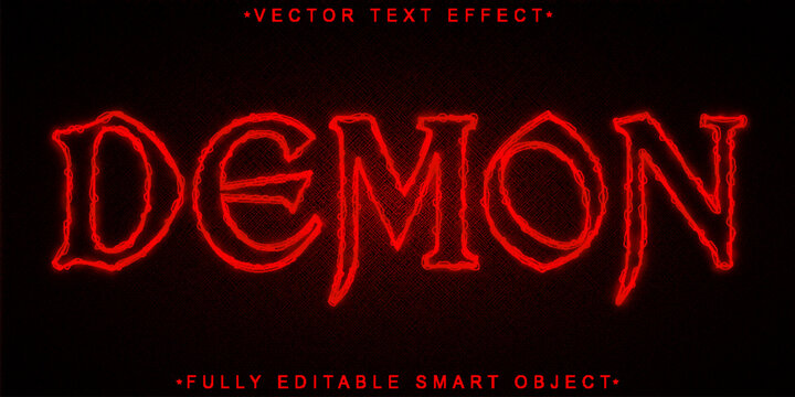 Red Horror Demon Vector Fully Editable Smart Object Text Effect