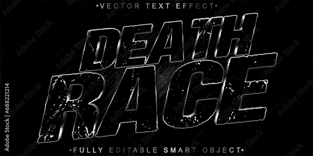 Poster darken death race vector fully editable smart object text effect